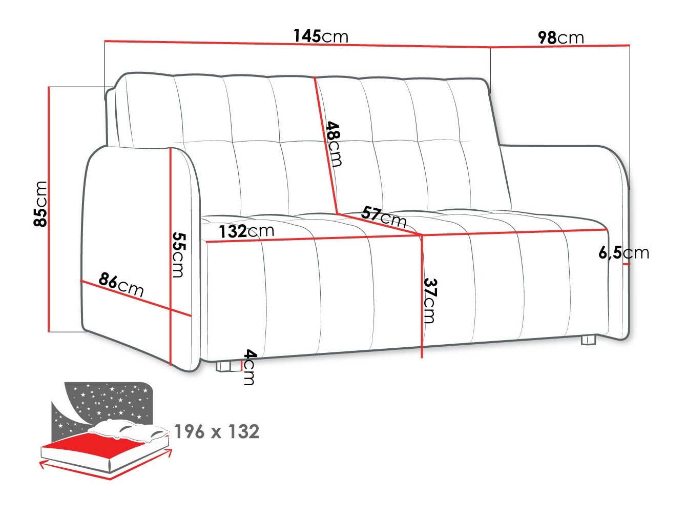Canapé convertible Columbus 178 (Paros 3)