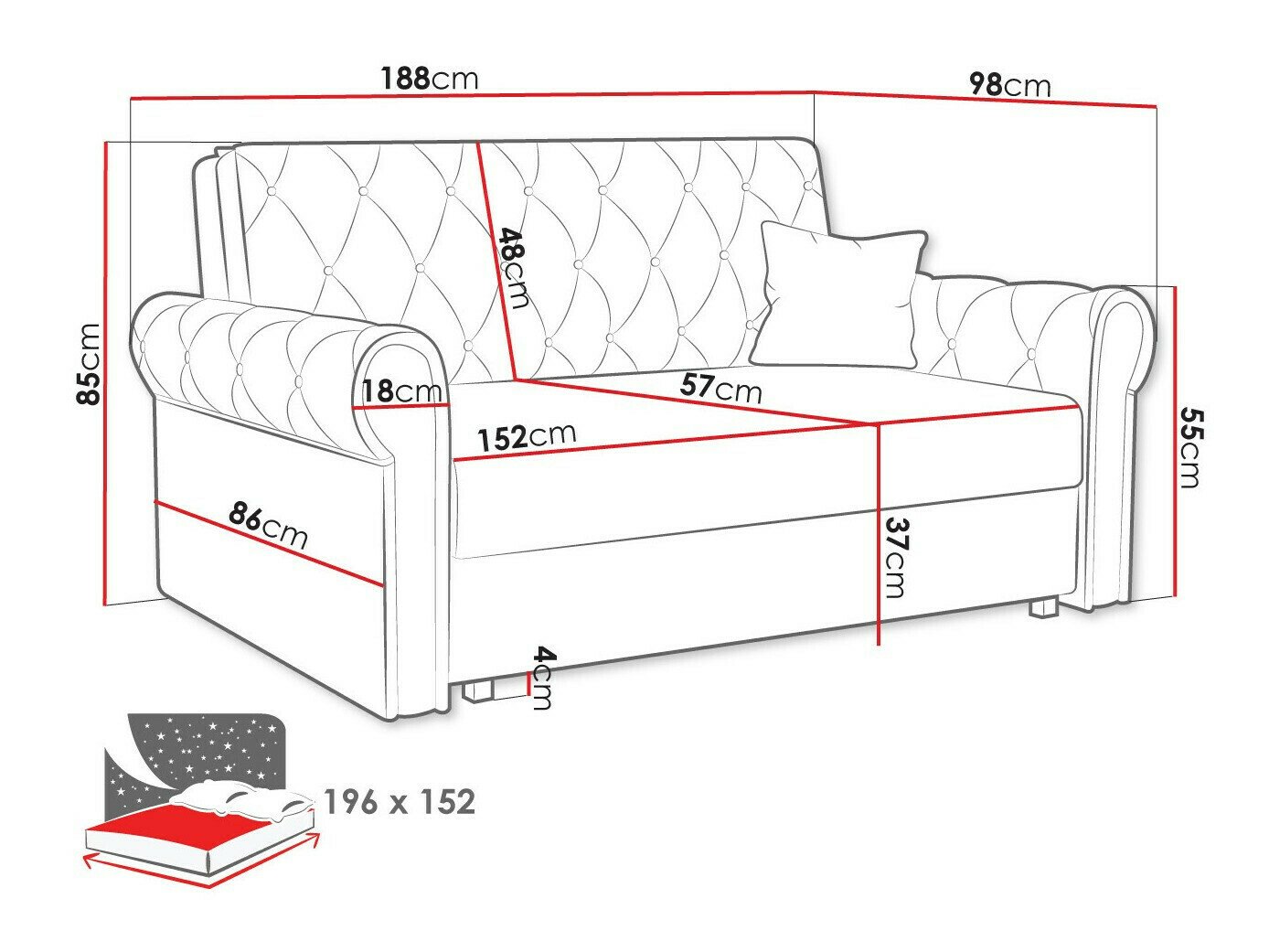 Canapé convertible Aelara IV (Kronos 46)