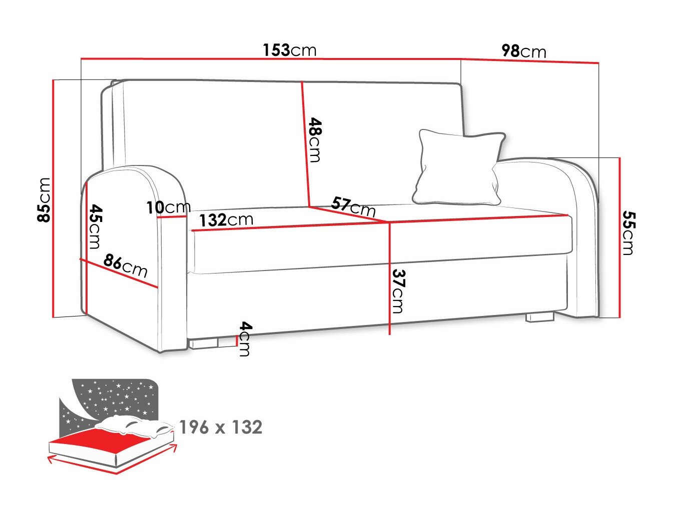 Canapé convertible Columbus 163 (Mono 232 + Sorriso 5)