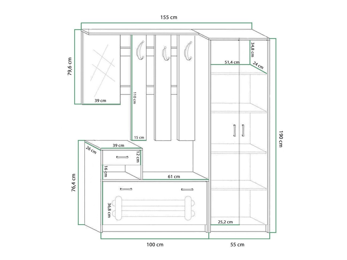 Meuble d'entrée Gilroy 106 (Sonoma chêne + Blanc)