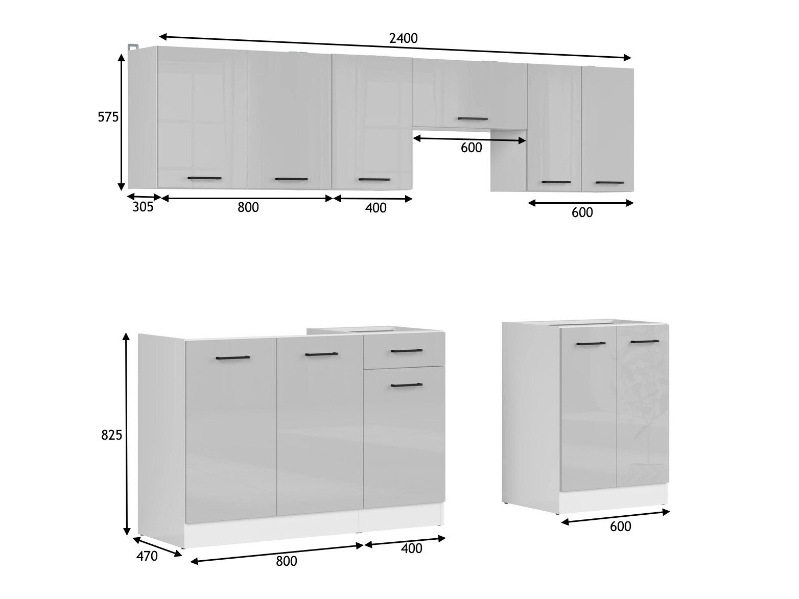 Cuisine complète modulaire Line Grey 120