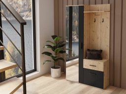 Meuble d'entrée Pavo (Chêne Artisan + Noir)