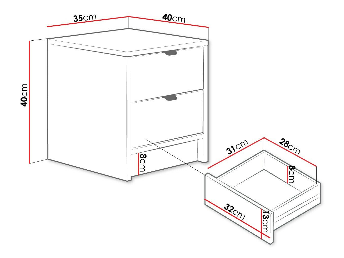 Table de chevet Comfivo Papilio (Blanc)