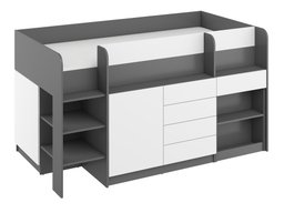 Lit mezzanine Gilroy 116 (Graphite + Blanc)