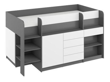 Lit mezzanine Gilroy 116 (Graphite + Blanc)