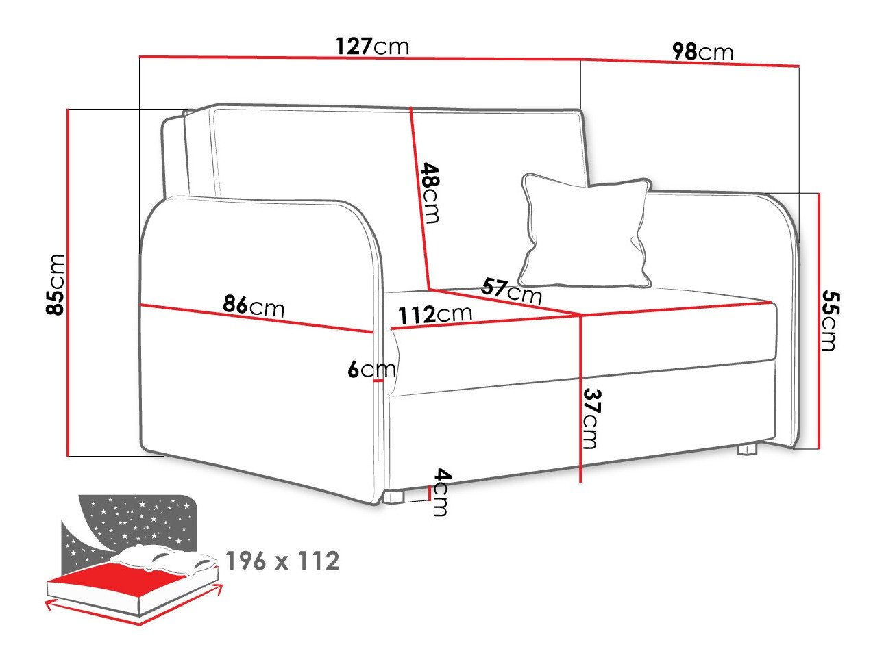 Canapé convertible Columbus 124 (Mono 232)