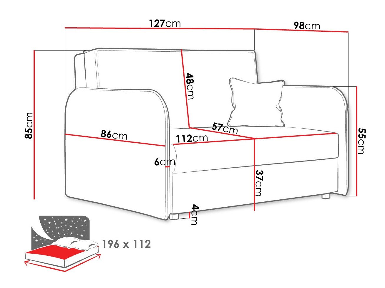 Canapé convertible Columbus 124 (Mono 235)