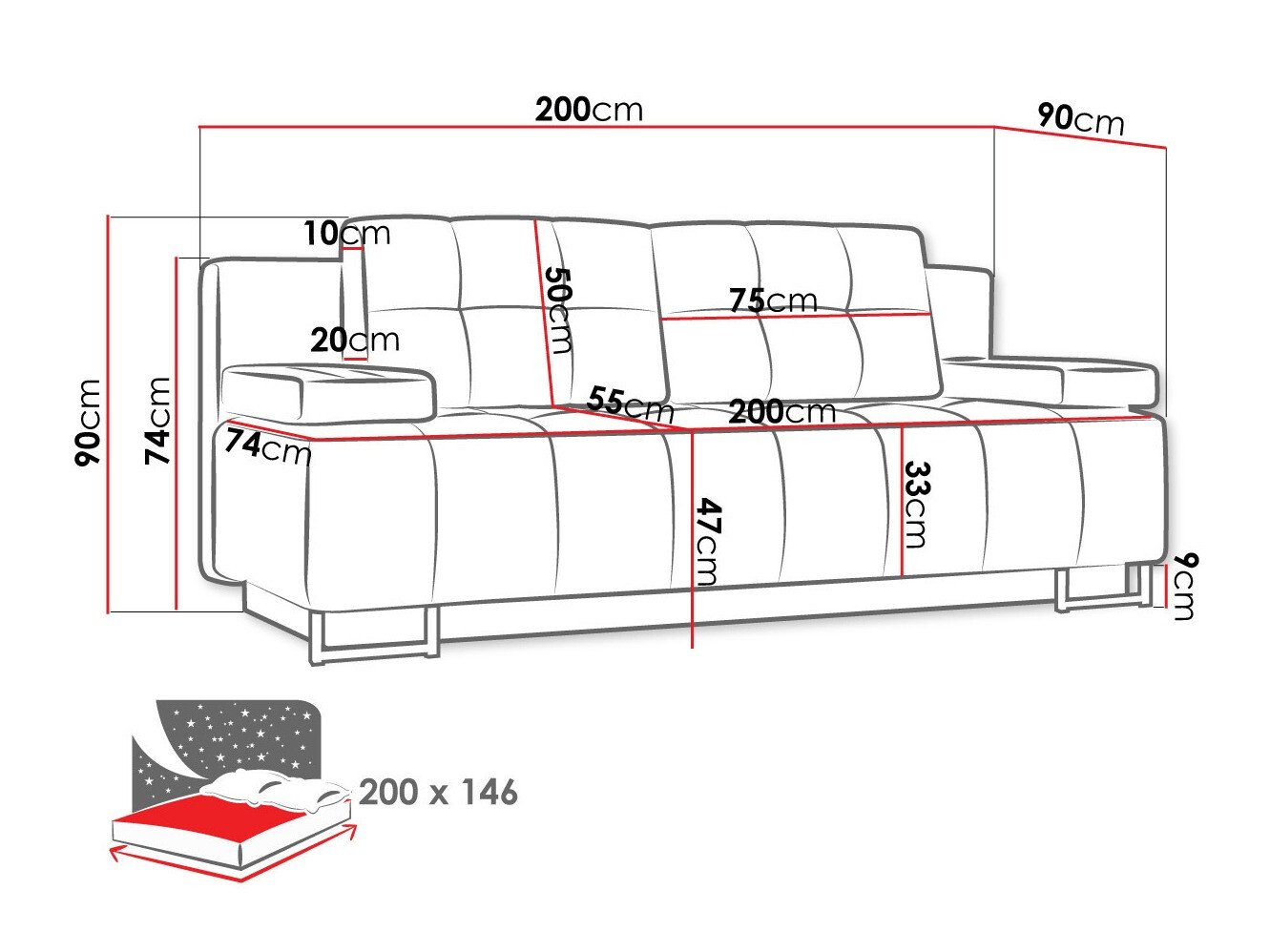 Canapé convertible Columbus 151 (Lux 05)