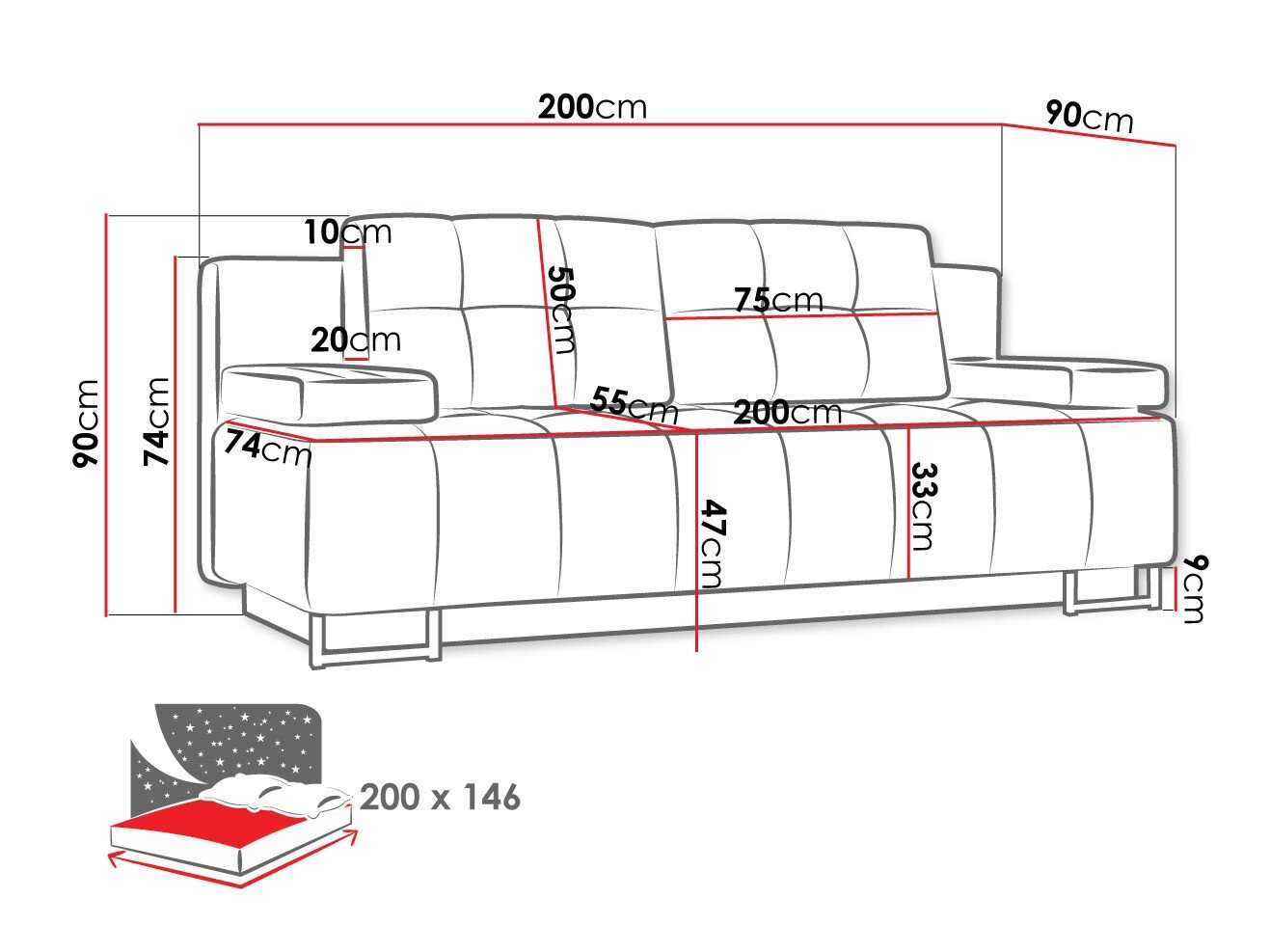 Canapé convertible Columbus 151 (Lux 11)