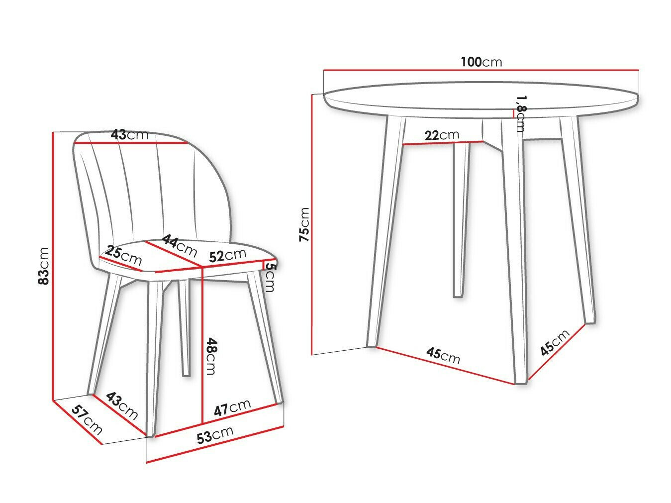 Salle à manger complète Racine 127 (Noir + Magic Velvet 2258)