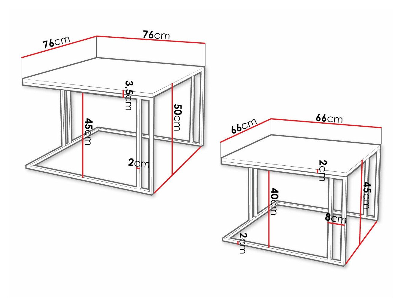 Ensemble tables basses Oswego 110 (Blanc + Doré)