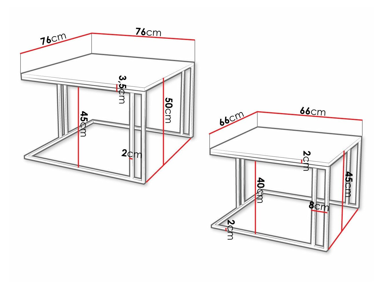 Ensemble tables basses Oswego 110 (Blanc + Noir)