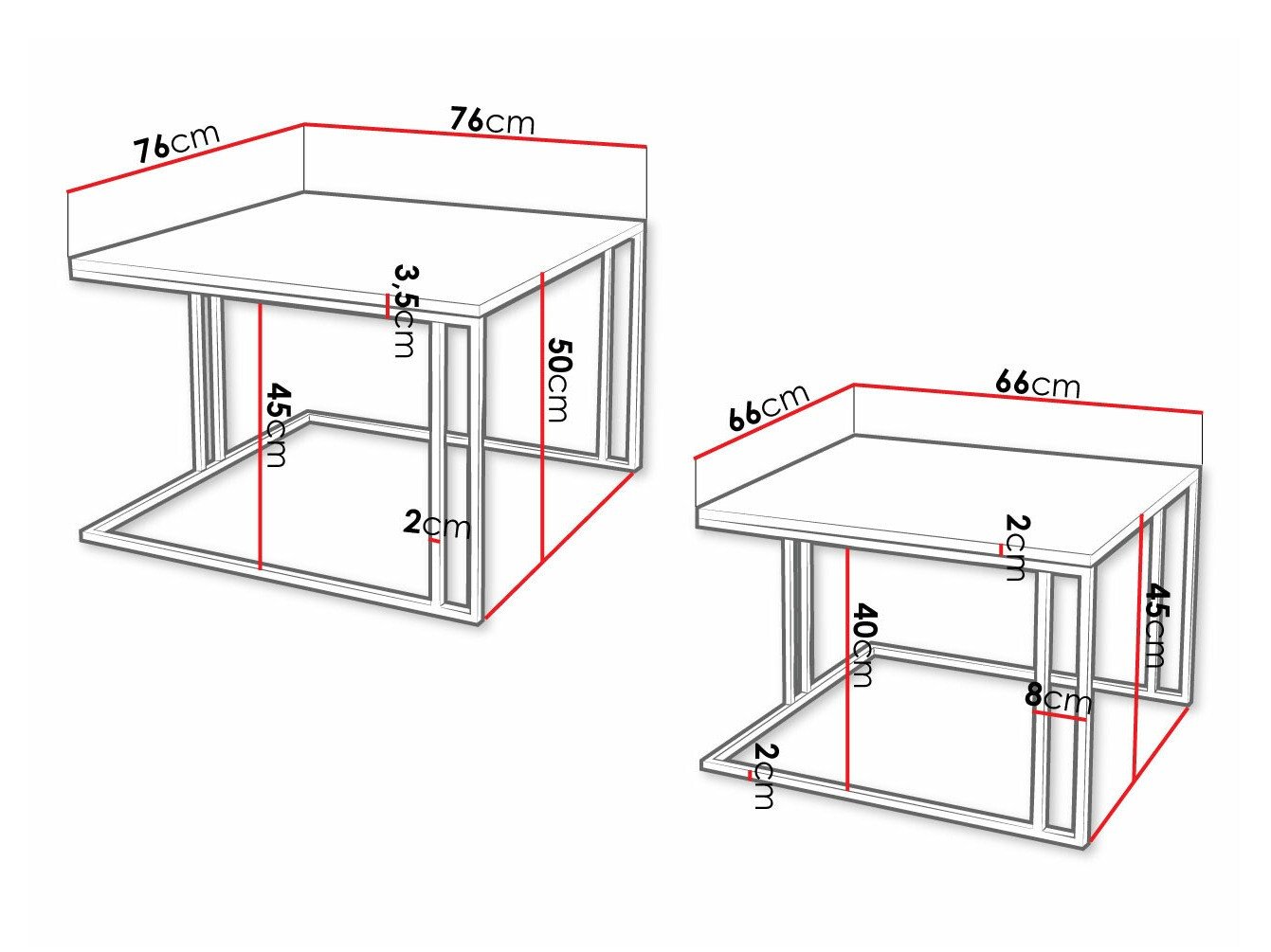 Ensemble tables basses Oswego 110 (Marbre blanc + Noir)