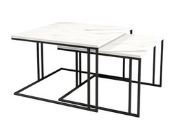 Ensemble tables basses Oswego 110 (Marbre blanc + Noir)