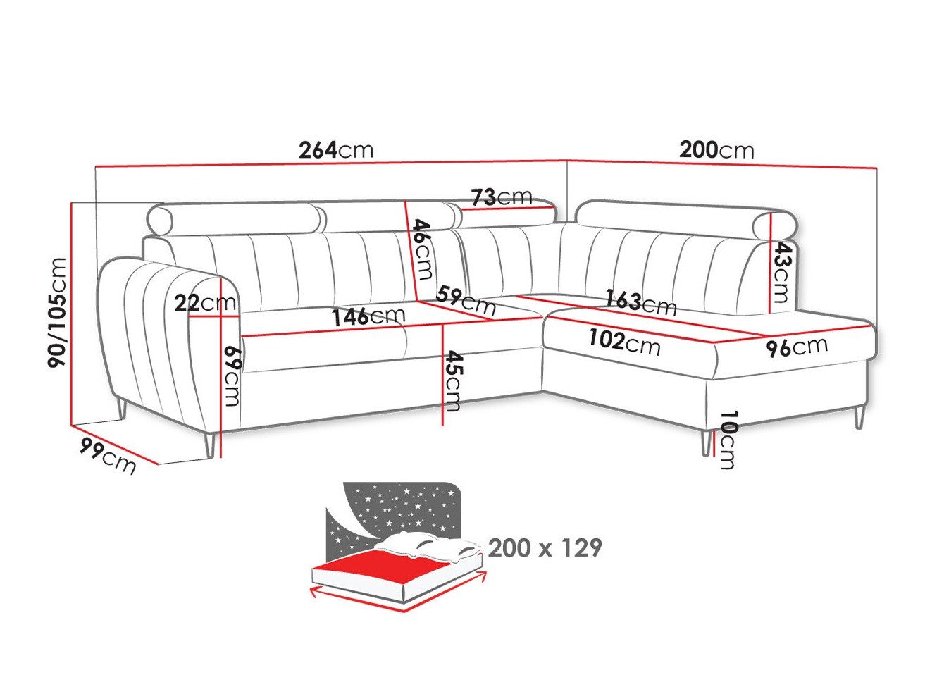 Canapé d'angle Temple 125 (Kronos 09)