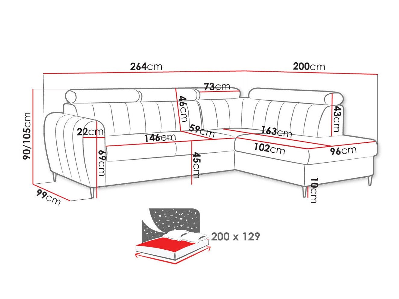 Canapé d'angle Temple 125 (Kronos 09)