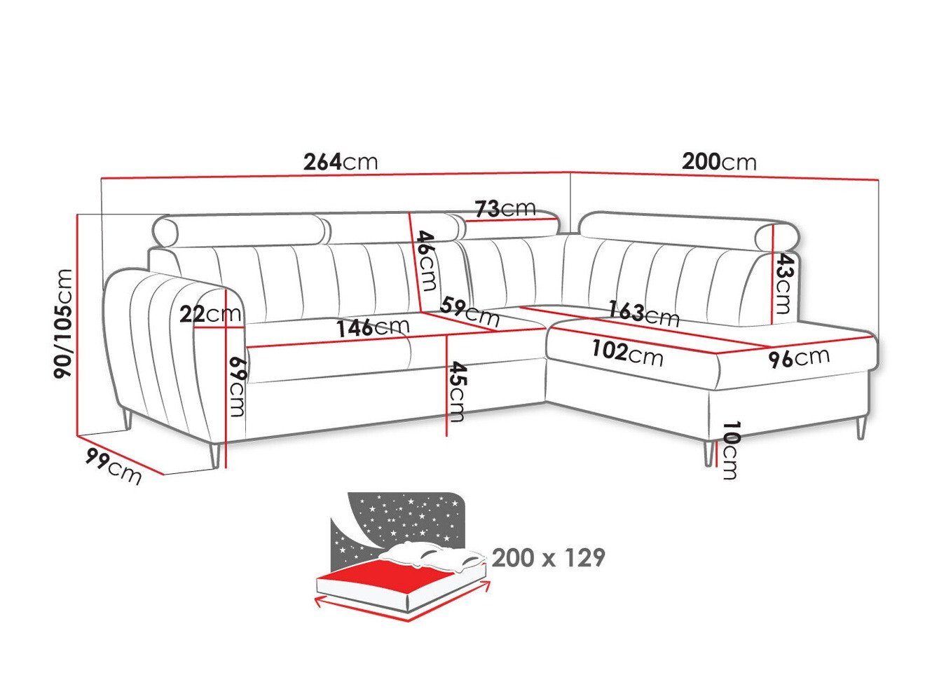 Canapé d'angle Temple 125 (Kronos 22)