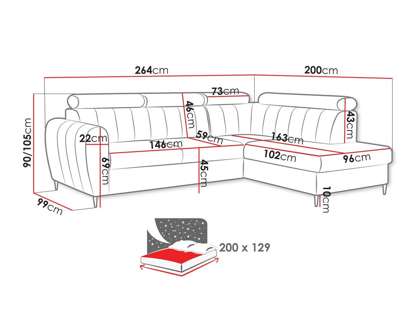 Canapé d'angle Temple 125 (Kronos 22)