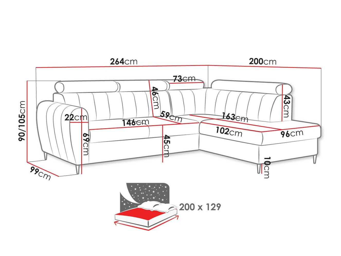 Canapé d'angle Temple 125 (Kronos 29)