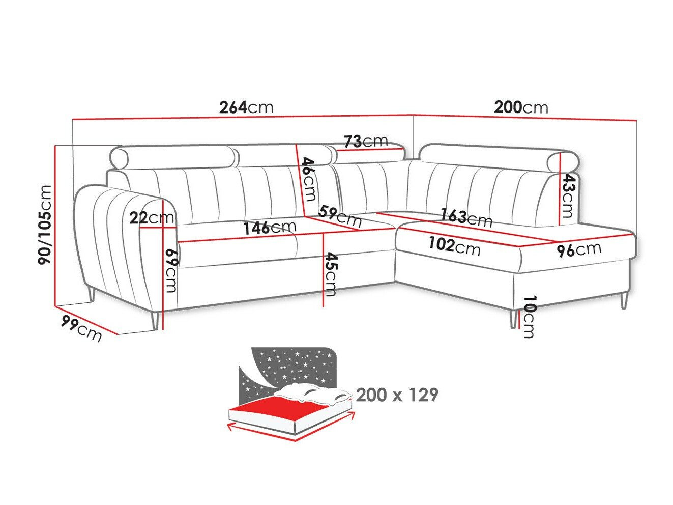Canapé d'angle Temple 125 (Paros 2)