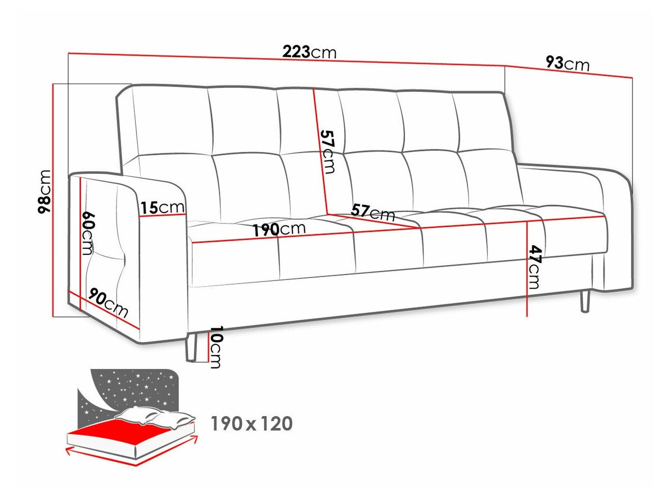 Canapé convertible Edinburg 106 (Kronos 06)