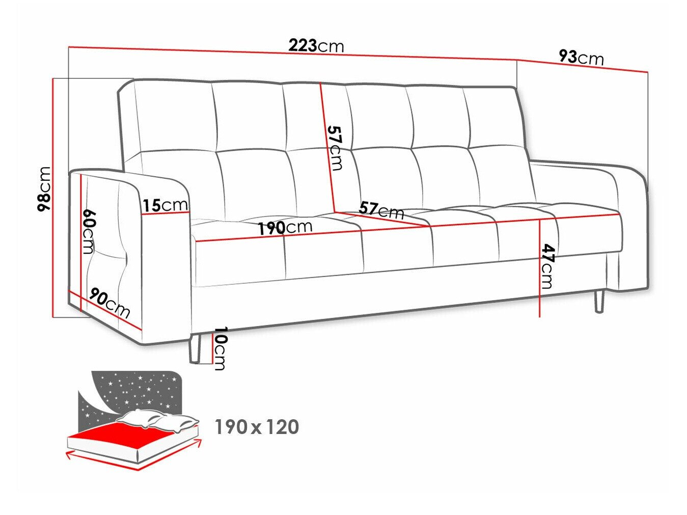 Canapé convertible Edinburg 106 (Kronos 22)