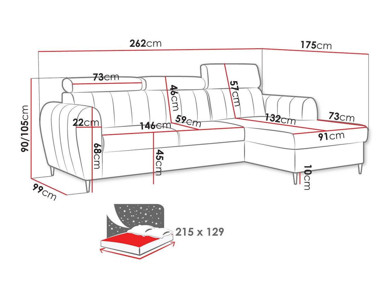 Canapé d'angle Temple 126 (Kronos 09)