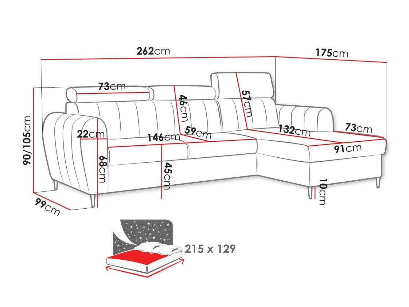 Canapé d'angle Temple 126 (Kronos 19)