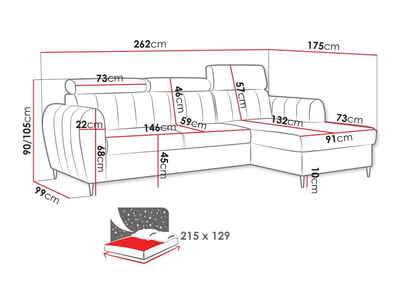 Canapé d'angle Temple 126 (Kronos 22)
