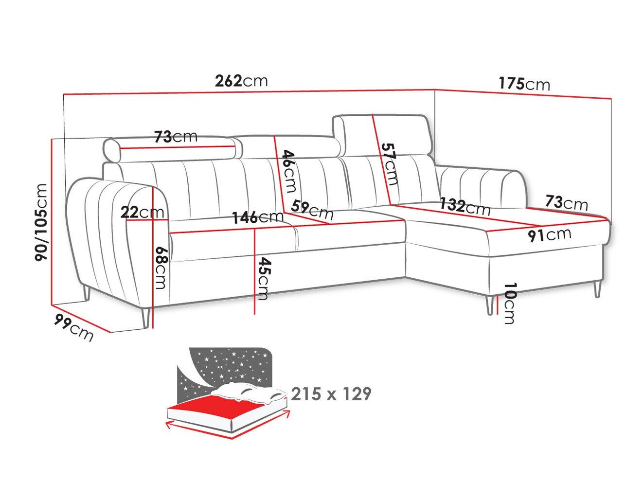 Canapé d'angle Temple 126 (Kronos 22)