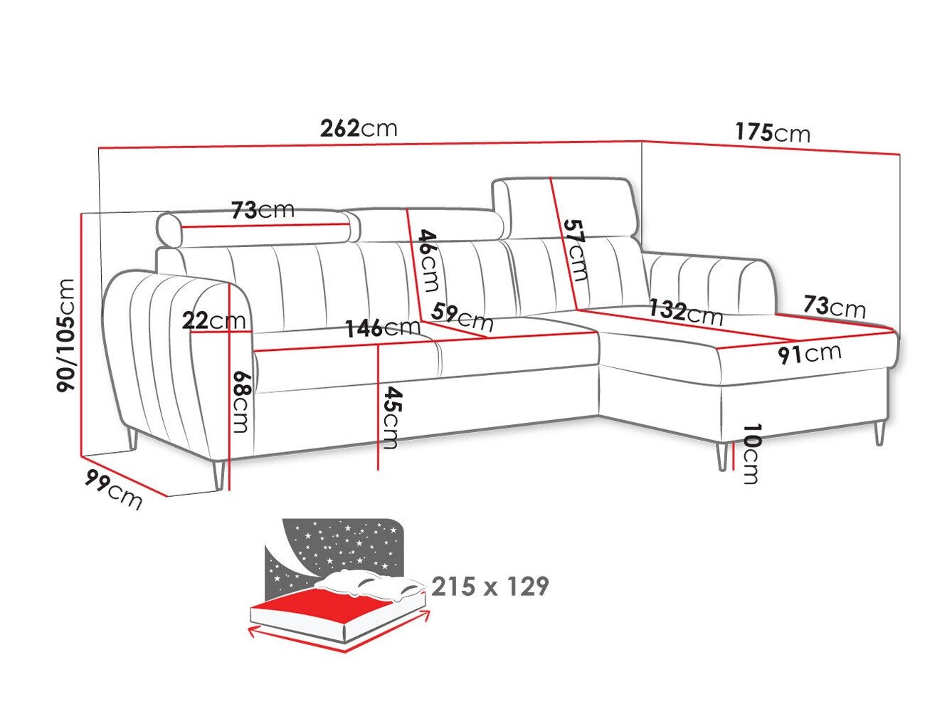 Canapé d'angle Temple 126 (Paros 2)