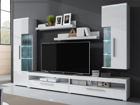 Ensemble de salon Torvire 108 (Blanc + Blanc brillant)