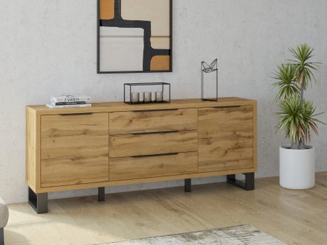 Commode Avicavu 102 (Chêne wotan + Noir)