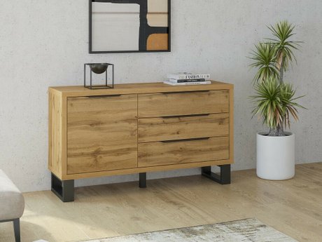 Commode Avicavu 109 (Chêne wotan + Noir)