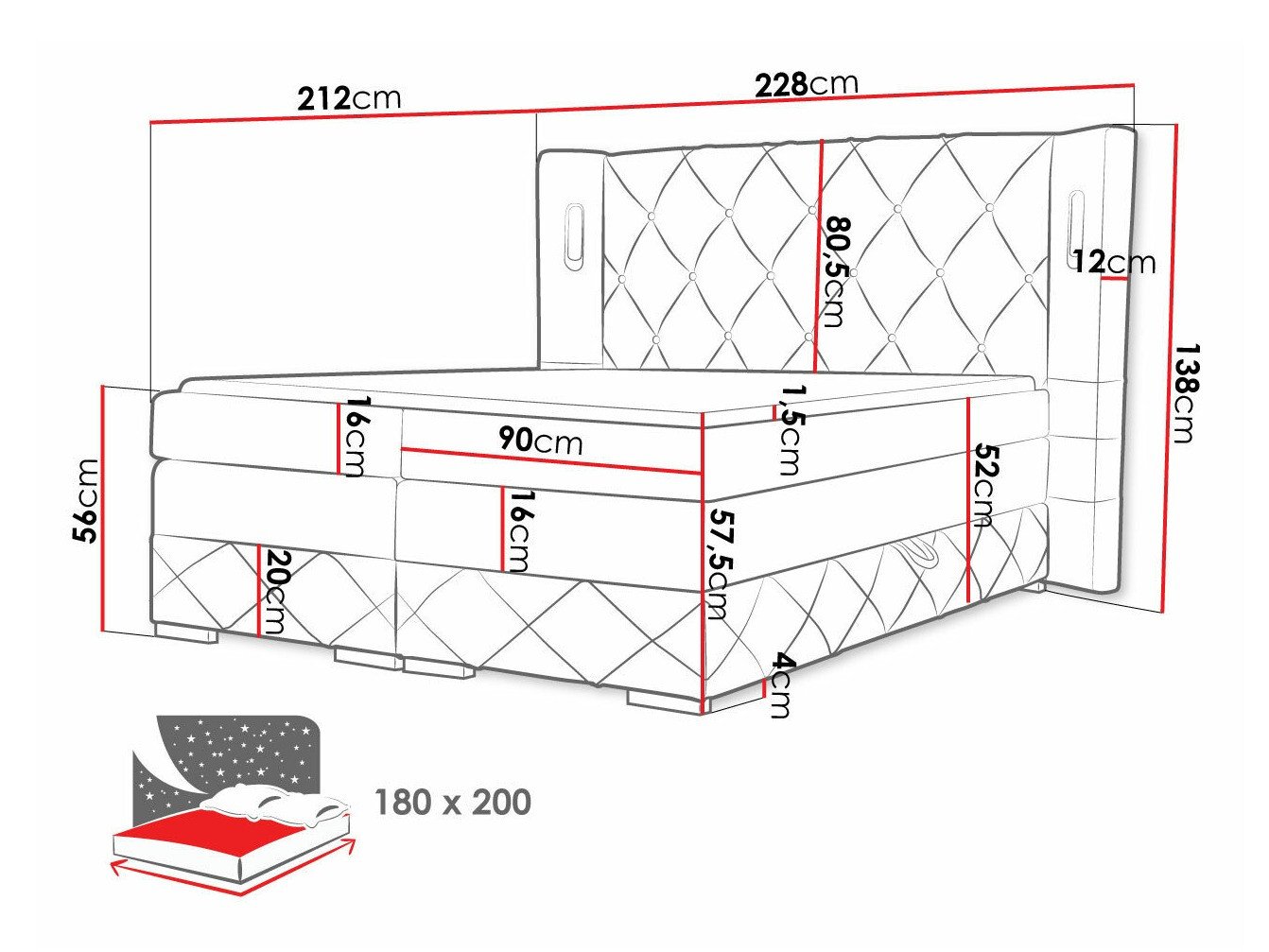 Lit boxspring Historia (Kameleon 84)