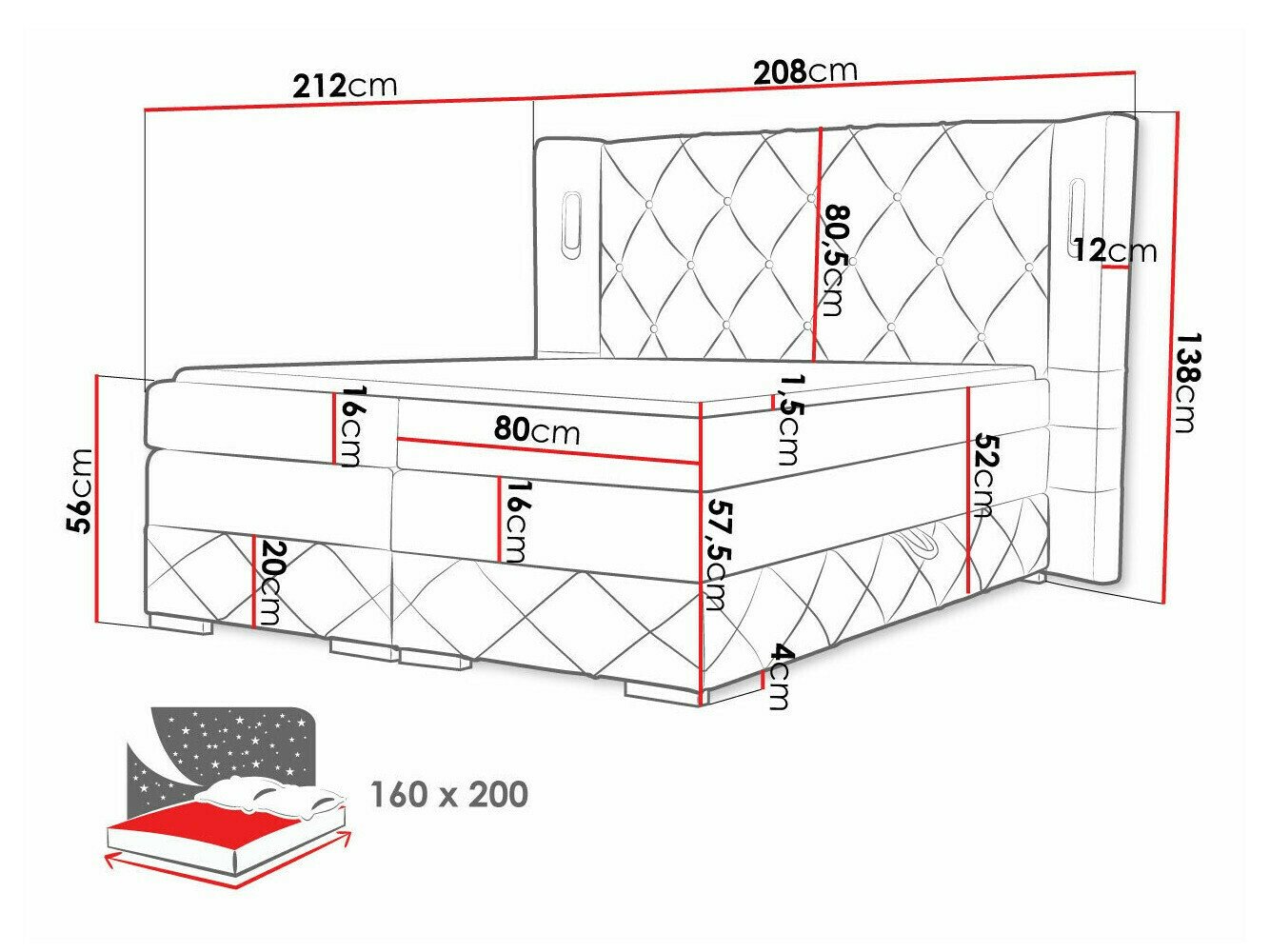 Lit boxspring Historia (Kameleon 92)