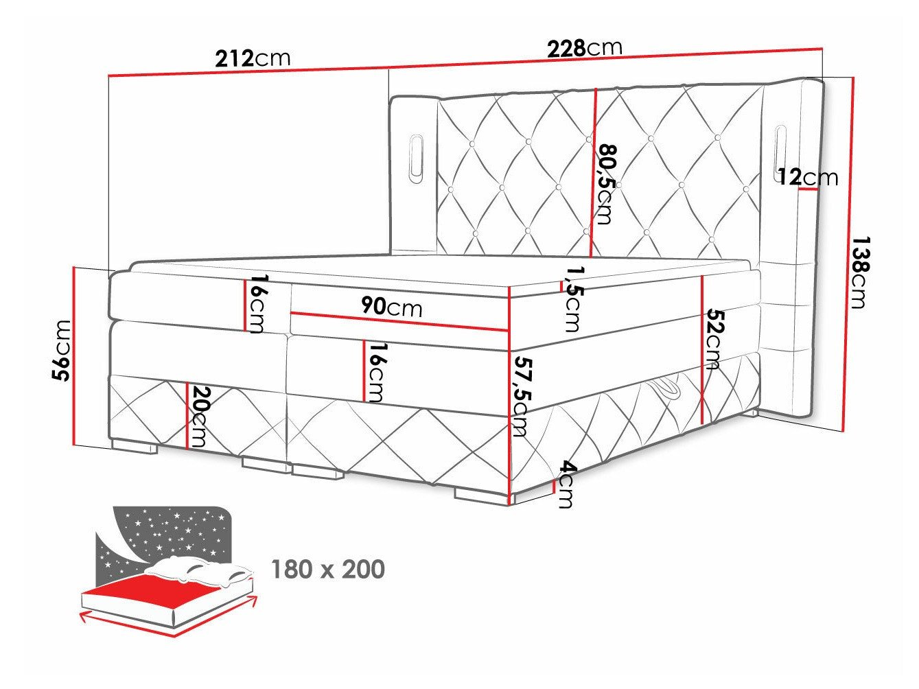 Lit boxspring Historia (Kameleon 92)