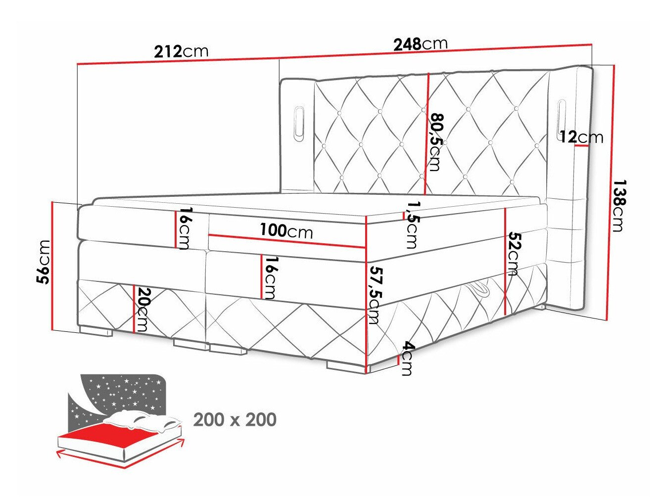 Lit boxspring Historia (Kameleon 92)