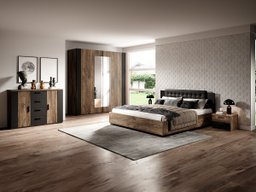 Ensemble de chambre Felelie 108 (Chêne Flagstaf foncé + Argent)
