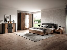 Ensemble de chambre Felelie 108 (Chêne Flagstaf foncé + Cuivre)