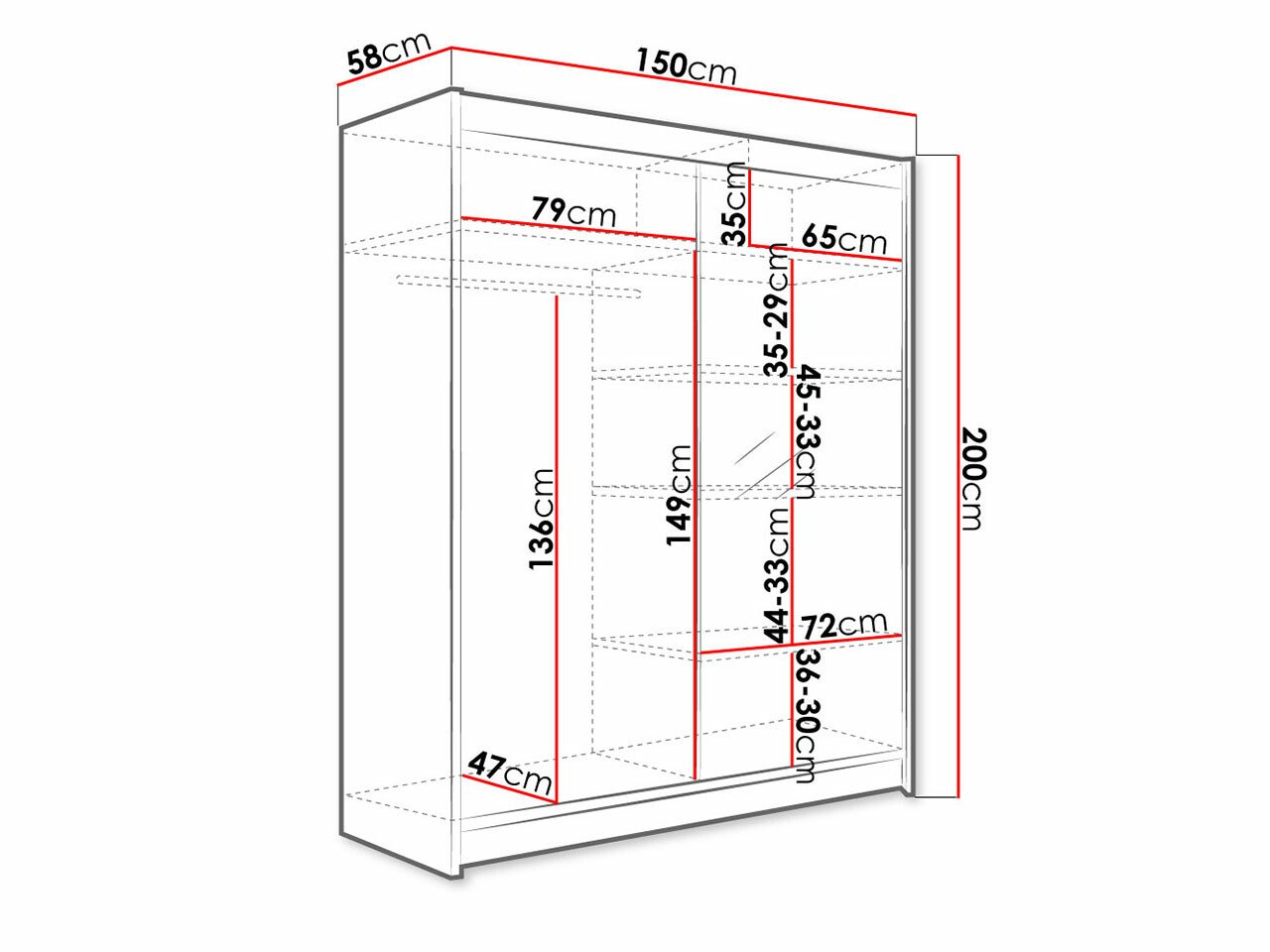 Armoire Closico 140 (Blanc + Chêne Artisan)