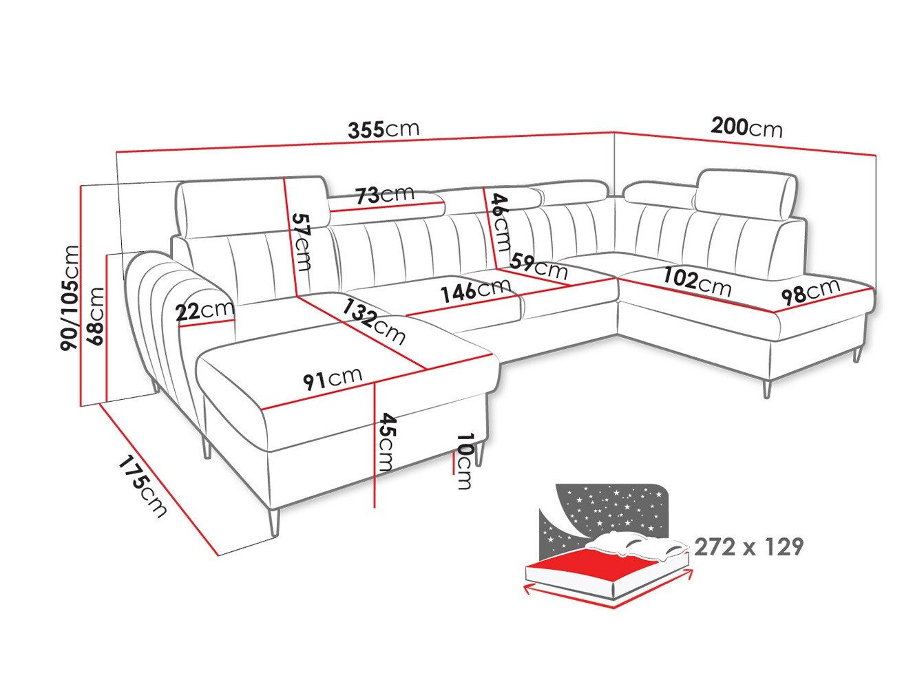 Canapé d'angle Temple 128 (Kronos 19)