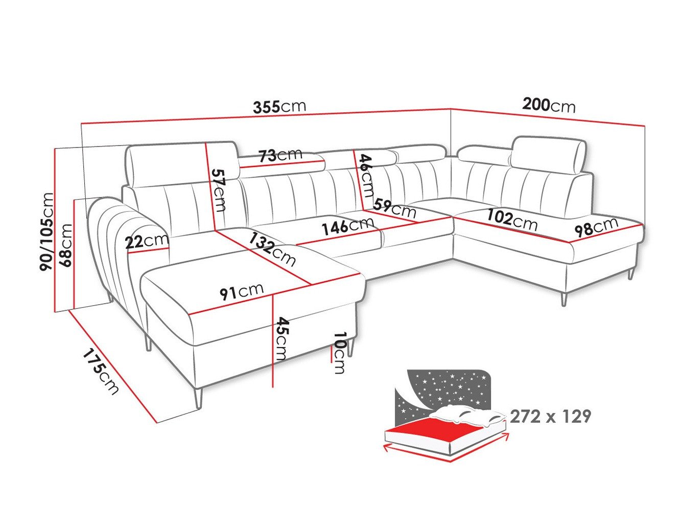 Canapé d'angle Temple 128 (Kronos 22)