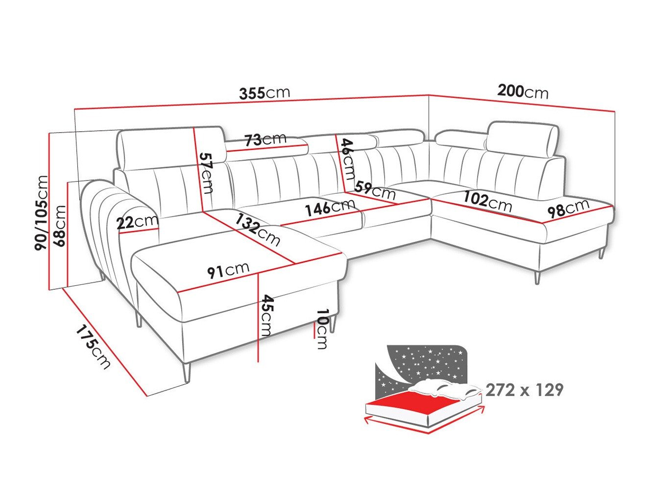 Canapé d'angle Temple 128 (Kronos 29)