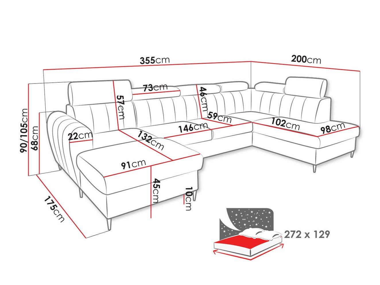 Canapé d'angle Temple 128 (Kronos 29)