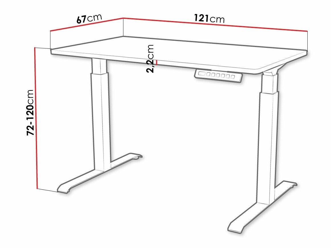 Bureau réglable en hauteur Charlotte 194 (Blanc + Noir)