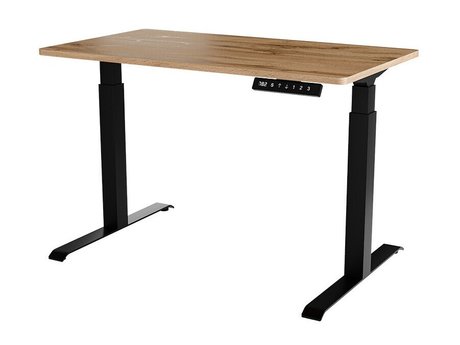 Bureau réglable en hauteur Charlotte 194 (Chêne wotan + Noir)