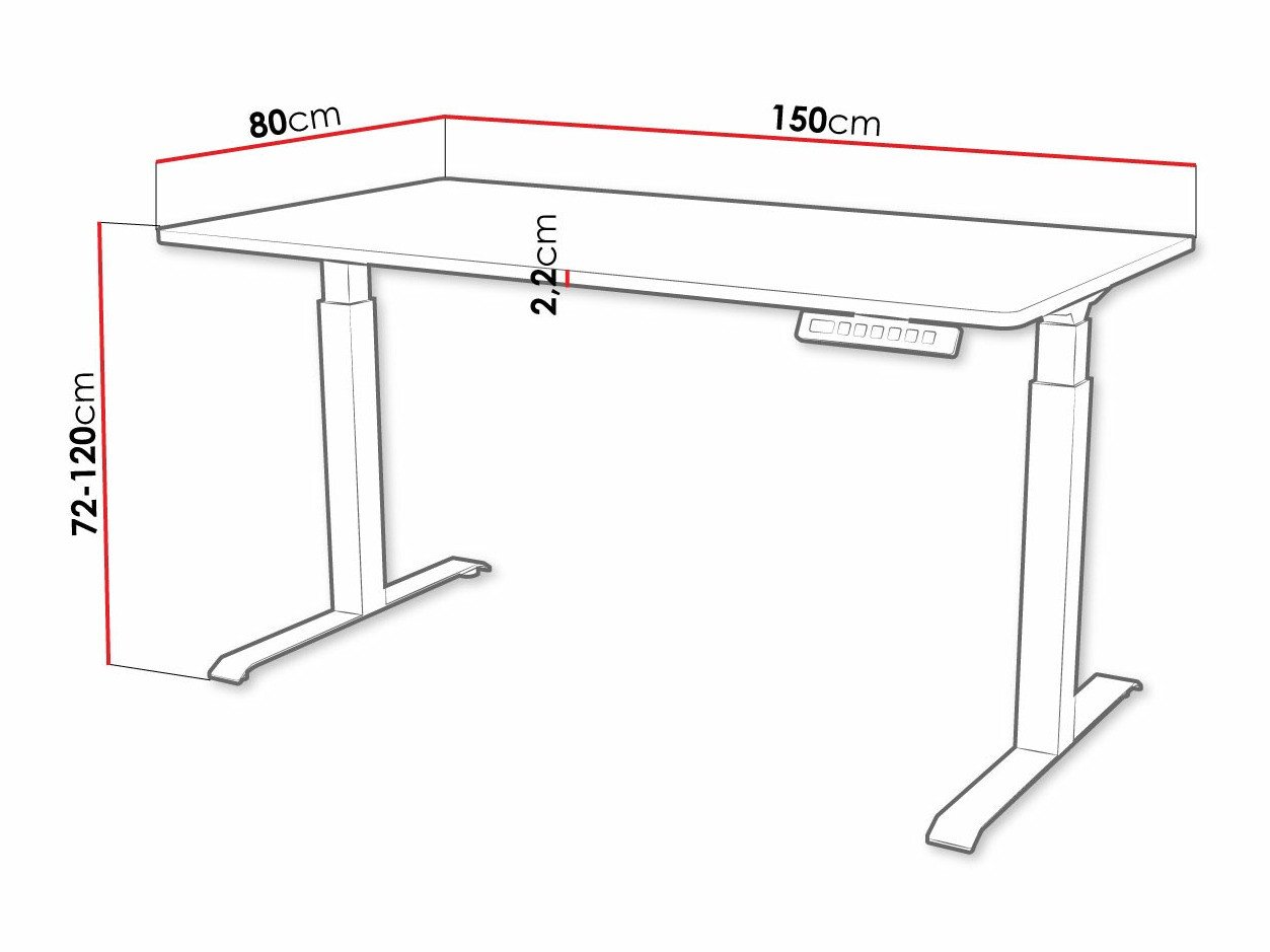 Bureau réglable en hauteur Charlotte 195 (Chêne wotan + Noir)
