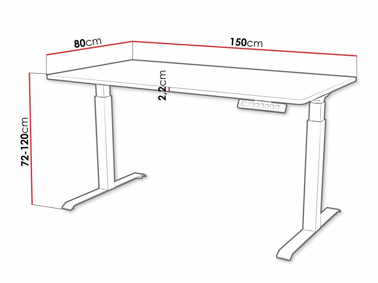 Bureau réglable en hauteur Charlotte 195 (Noir)
