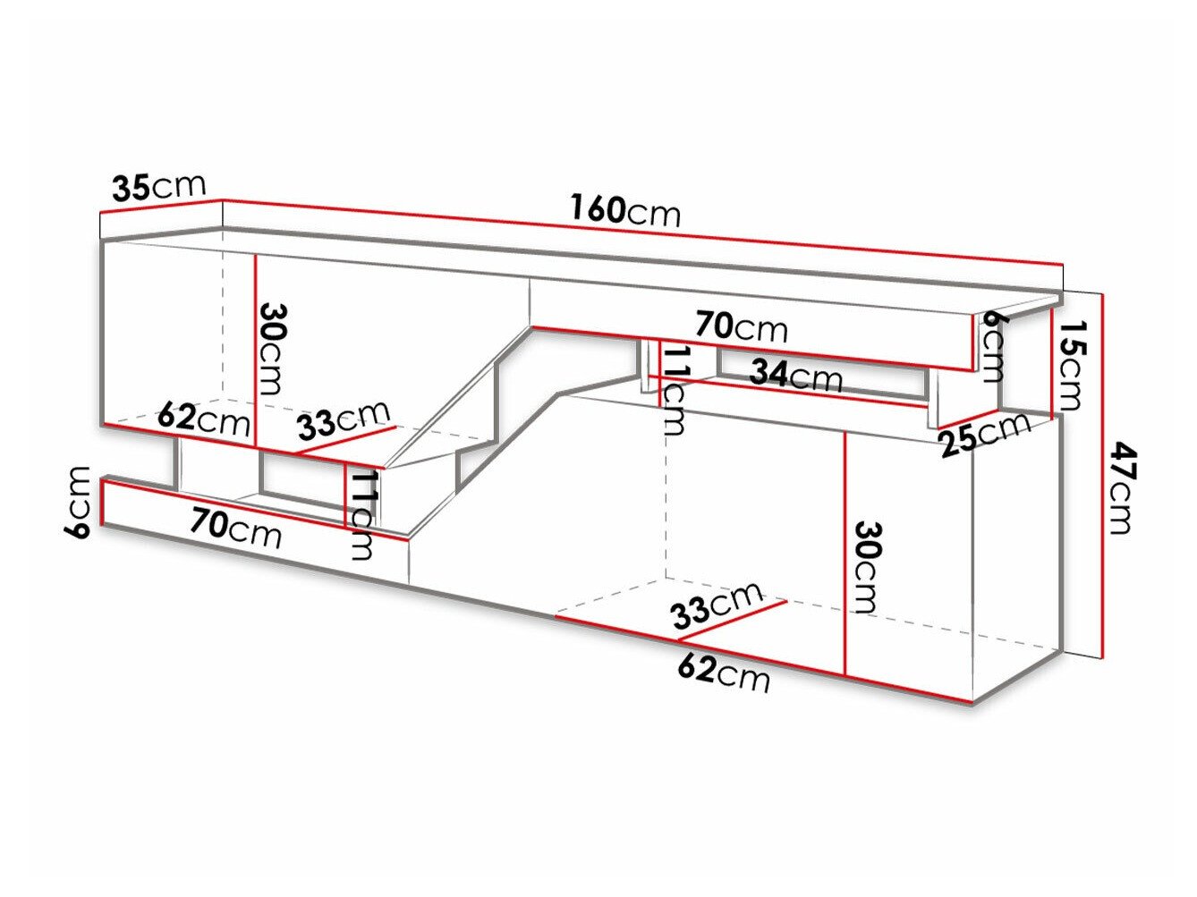 Meuble TV Comfivo Daldune (Anthracite + Chêne wotan)